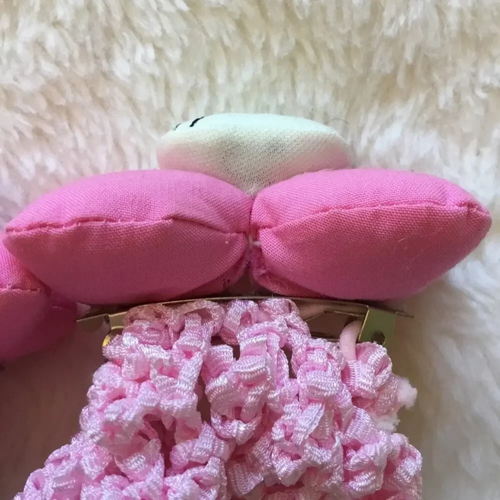 Vintage-Hello Kitty Pink Crochet Wrap Hair Clip Set